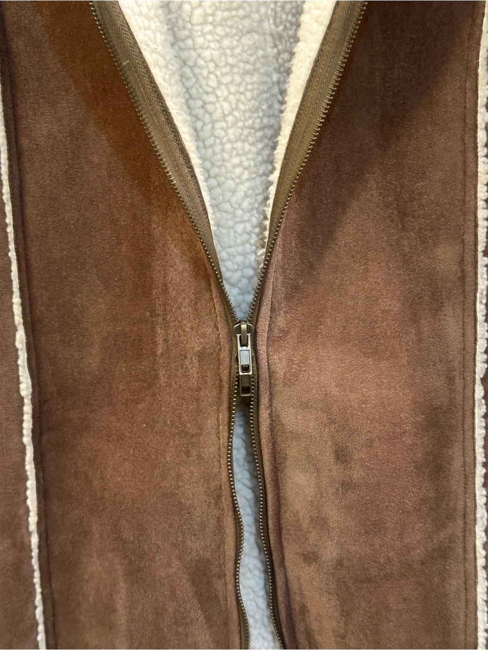 Outer Edge Y2K Faux Suede & Sherpa Lined Hooded Knee Length Coat Size Large - Picture 7 of 11